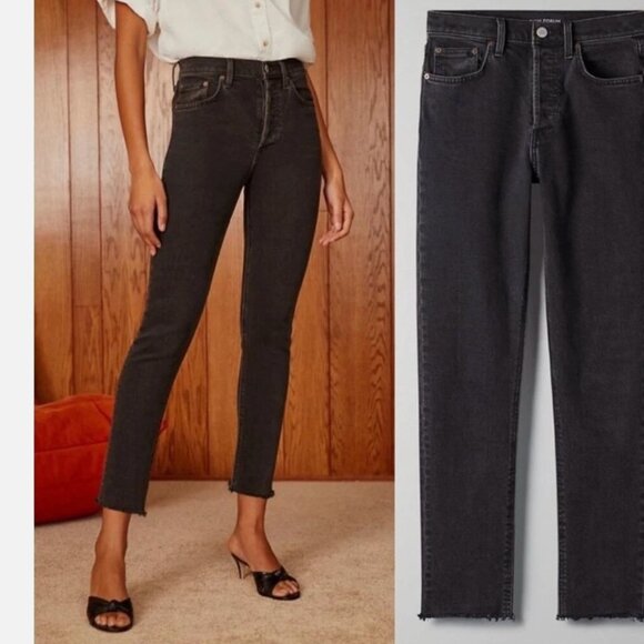 Denim Forum Faded Black Yoko High Rise Slim Jeans - Picture 2 of 6